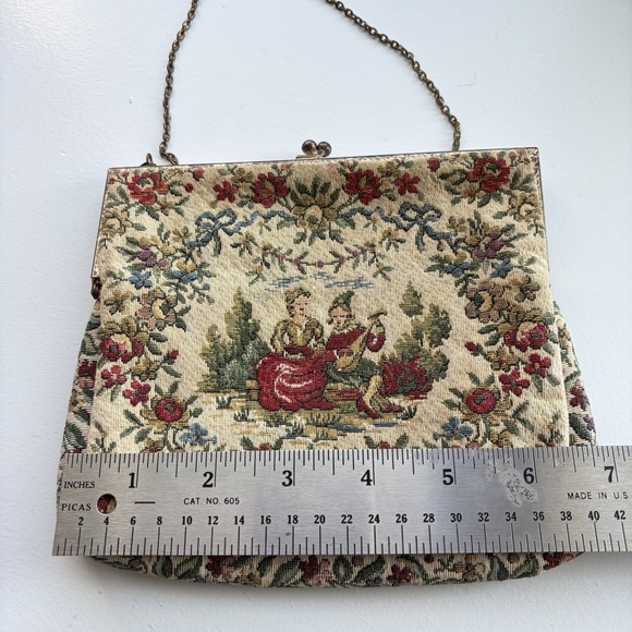 Vintage Walborg De Pinna French Tapestry Kiss Lock Clutch Purse Made in France - Picture 4 of 10